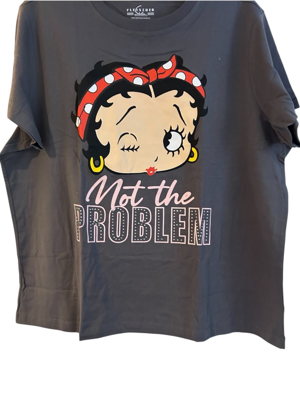 Betty Boop "Not The Problem" Graphic T-Shirt Charcoal Grey Vintage Style 2X